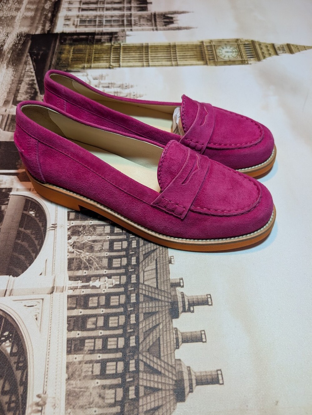 Tod's Fuschia Pink Suede Penny Loafers Classic Shoe Made In Italy Women Size 7.5